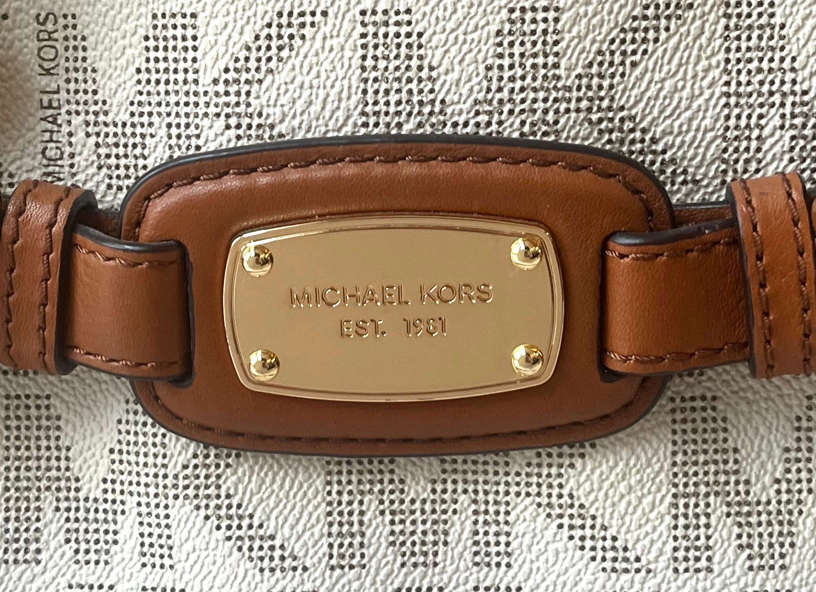 Pre-Owned Micheal Kors Hamilton Coated Canvas Brown/Cream Tote Handbag
