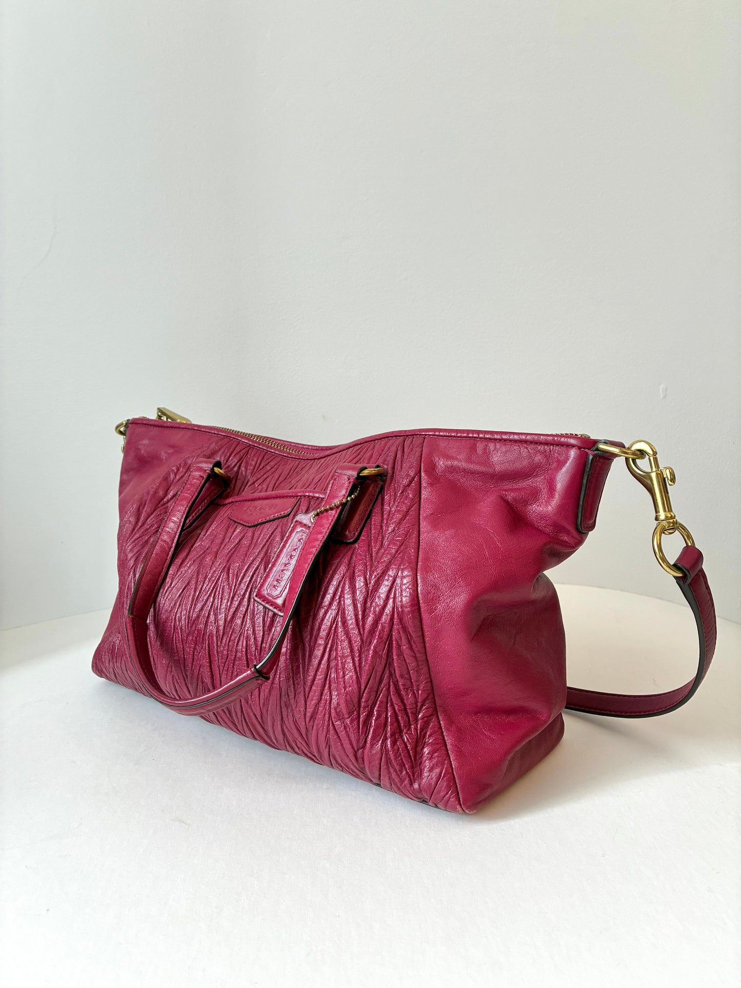 Pre-Owned Berry Coach Madison Gathered Leather Satchel