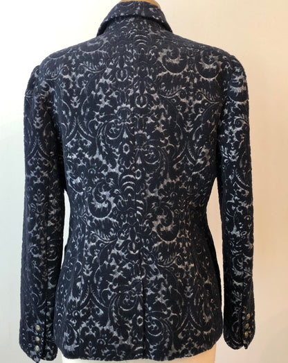 Pre-Owned Cabi Soft Wool Blend Paisley Jacquard Single Button Jacket, Size 6/8