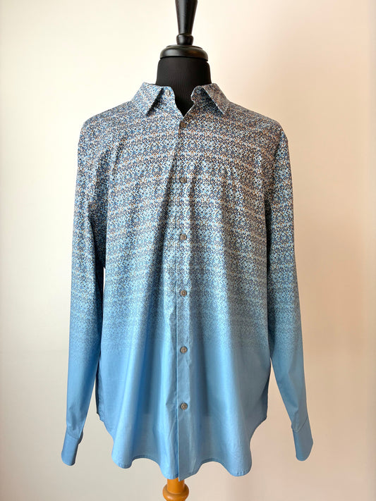 Perry Ellis Pixelated Button Down Shirt, Size: XXL, Material: Cotton