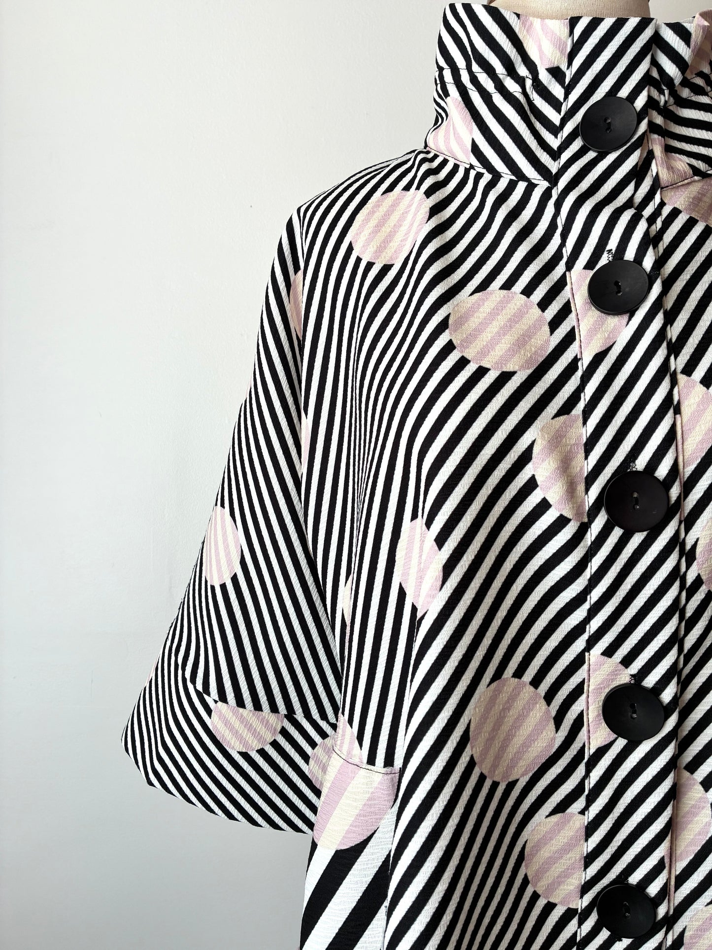 Damee Stripe Dot Button Jacket, Material: 100% Polyester, Size: Large