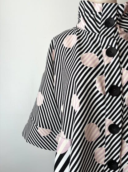 Damee Stripe Dot Button Jacket, Material: 100% Polyester, Size: Large