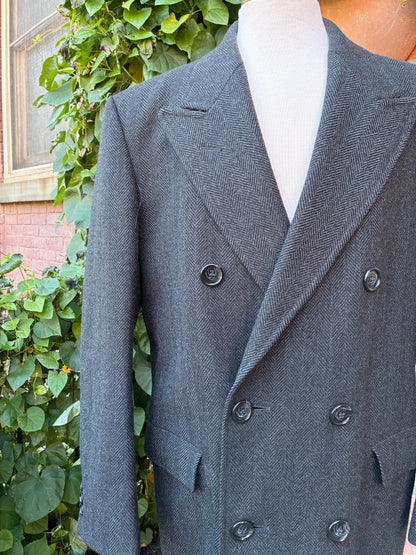 Men’s 90’s Pre-Owned Lord & Taylor Wool Herringbone Tweed Overcoat, Size 38 Reg
