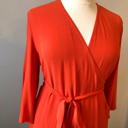 Pre-Owned NWT Eileen Fisher Silk Crepe Georgette Wrap Dress, Size Large