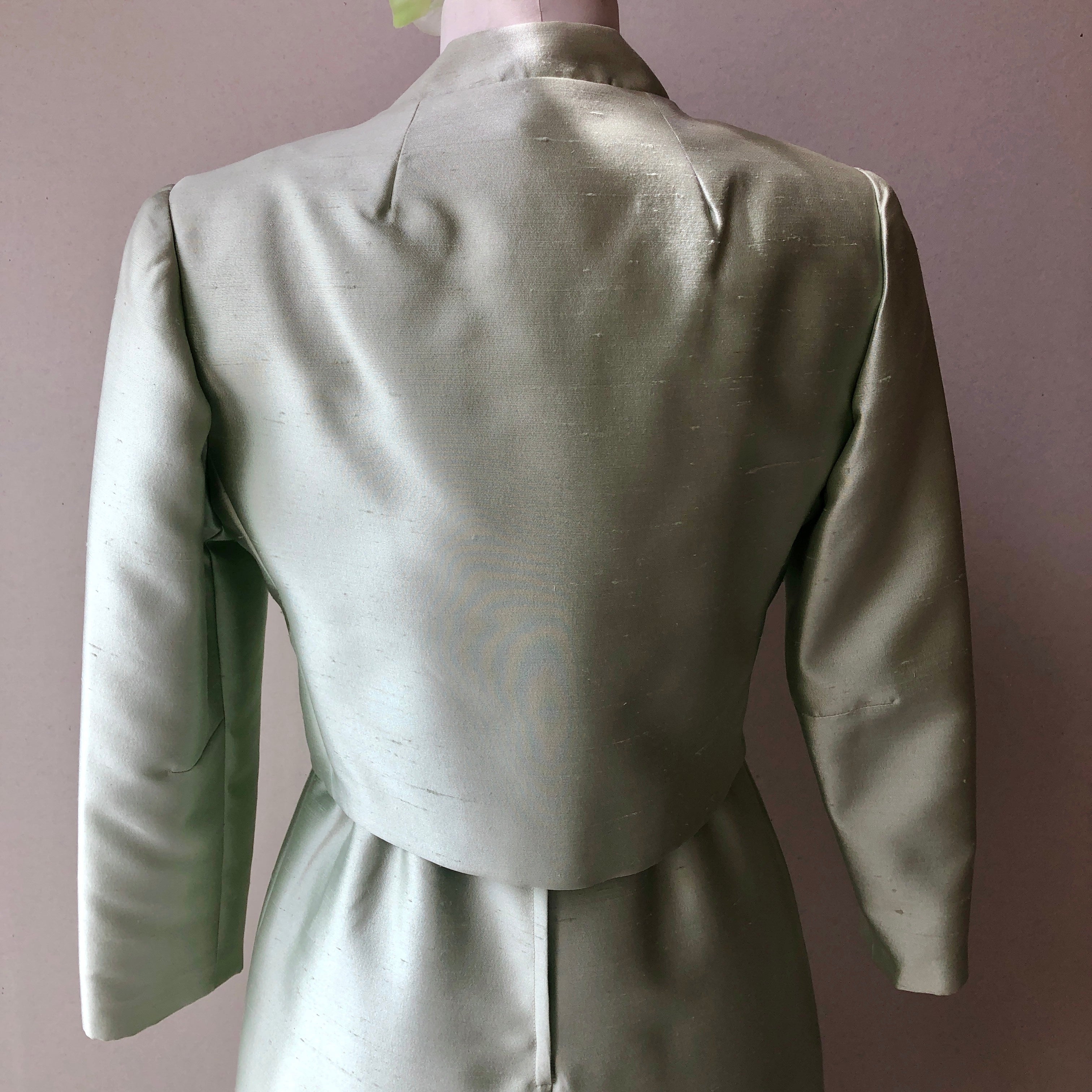 1960’s Parnes Feinstein 2PC Silk and Lace Dress and Jacket, Size 8/10