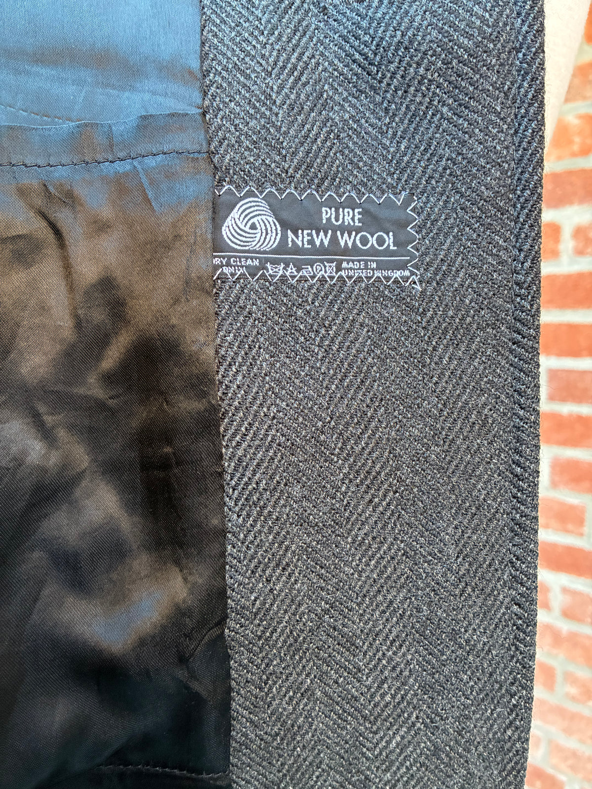 Men’s 90’s Pre-Owned Lord & Taylor Wool Herringbone Tweed Overcoat, Size 38 Reg