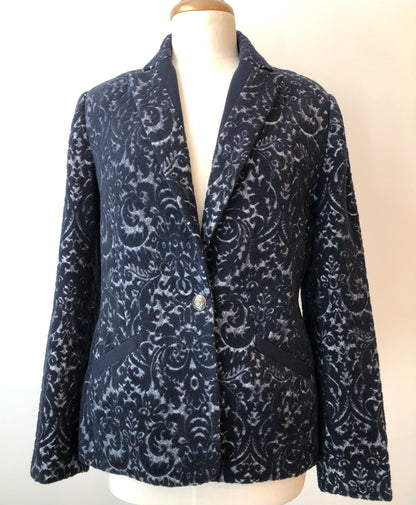 Pre-Owned Cabi Soft Wool Blend Paisley Jacquard Single Button Jacket, Size 6/8