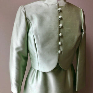 1960’s Parnes Feinstein 2PC Silk and Lace Dress and Jacket, Size 8/10