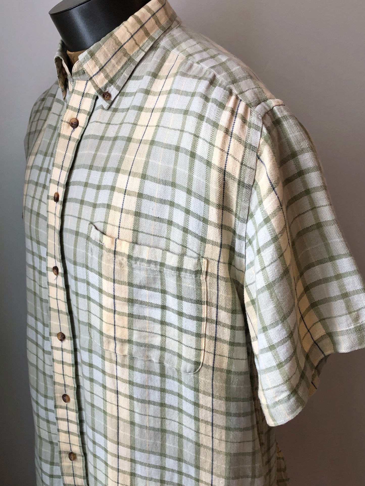 Woods & Gray Plaid Linen/Cotton Blend Shirt, Size Men’s Large