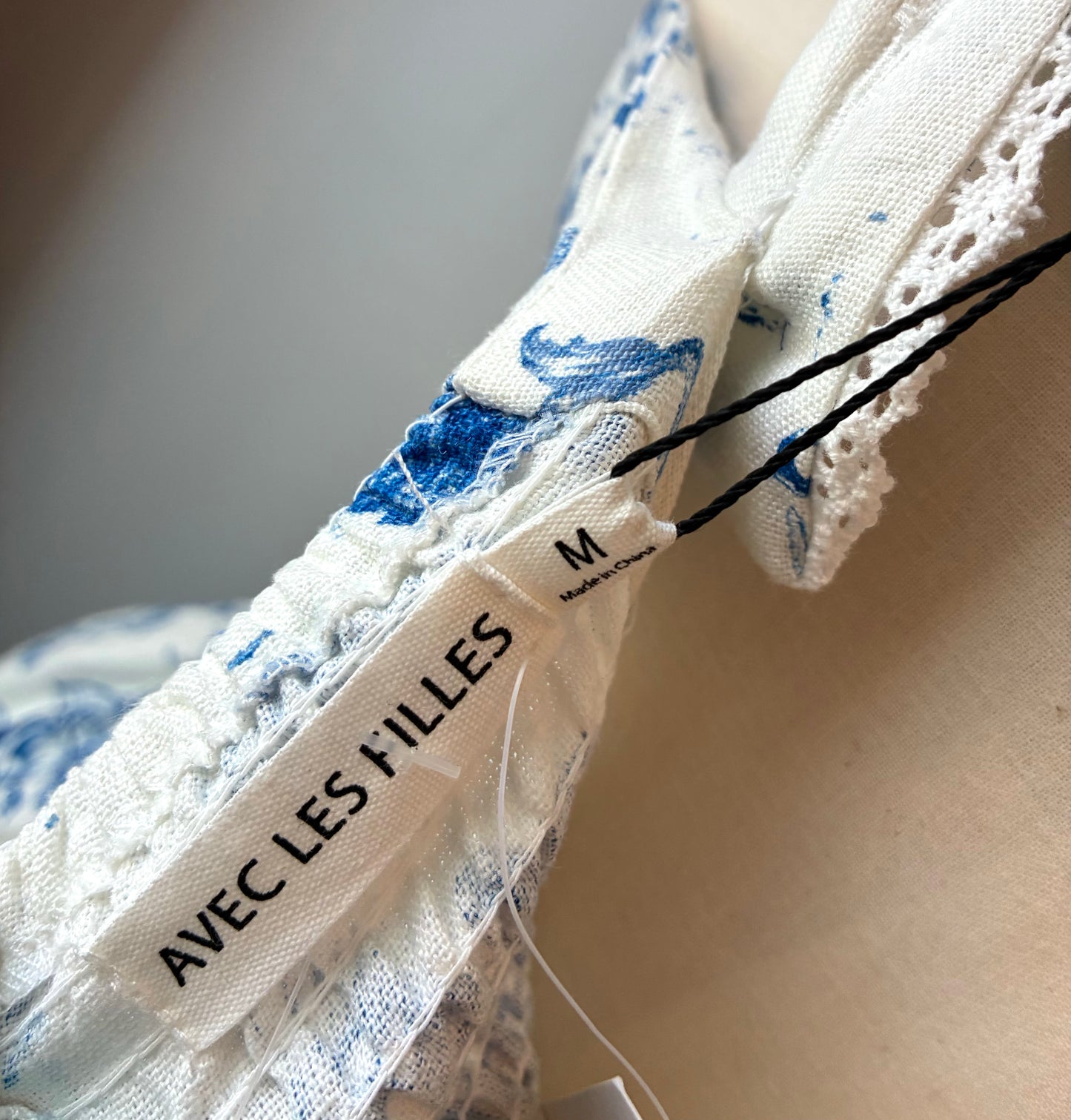 Avec Les Filles Nautical Themed Toile Print Linen Blend Fit-n-Flare Dress, Size Medium