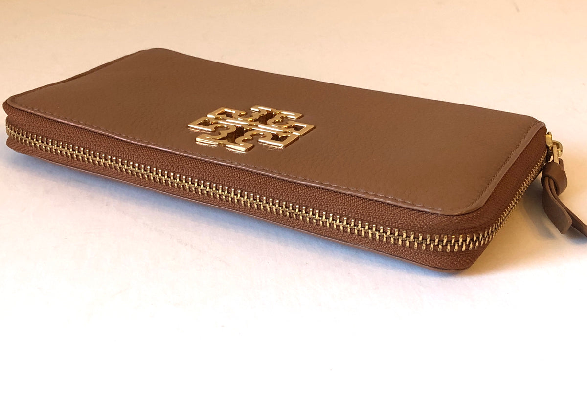 Pre-Owned Tory Burch Pebble Leather Britten Zip Wallet