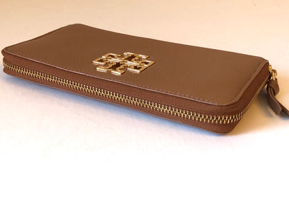 Pre-Owned Tory Burch Pebble Leather Britten Zip Wallet