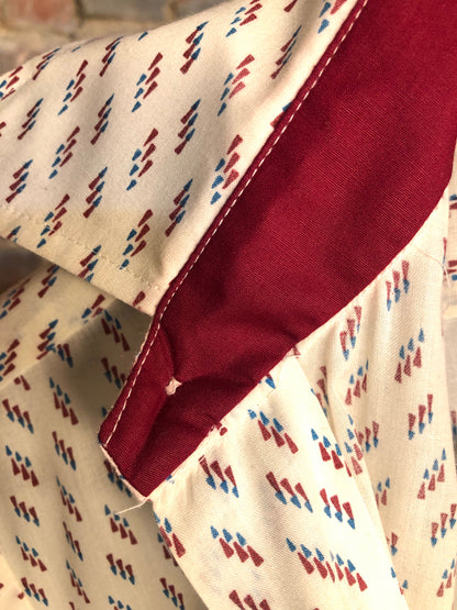 60/70’s Oxford Shirtmakers Dagger Collar Diamond Print Short Sleeve Shirt, Size Men’s Small