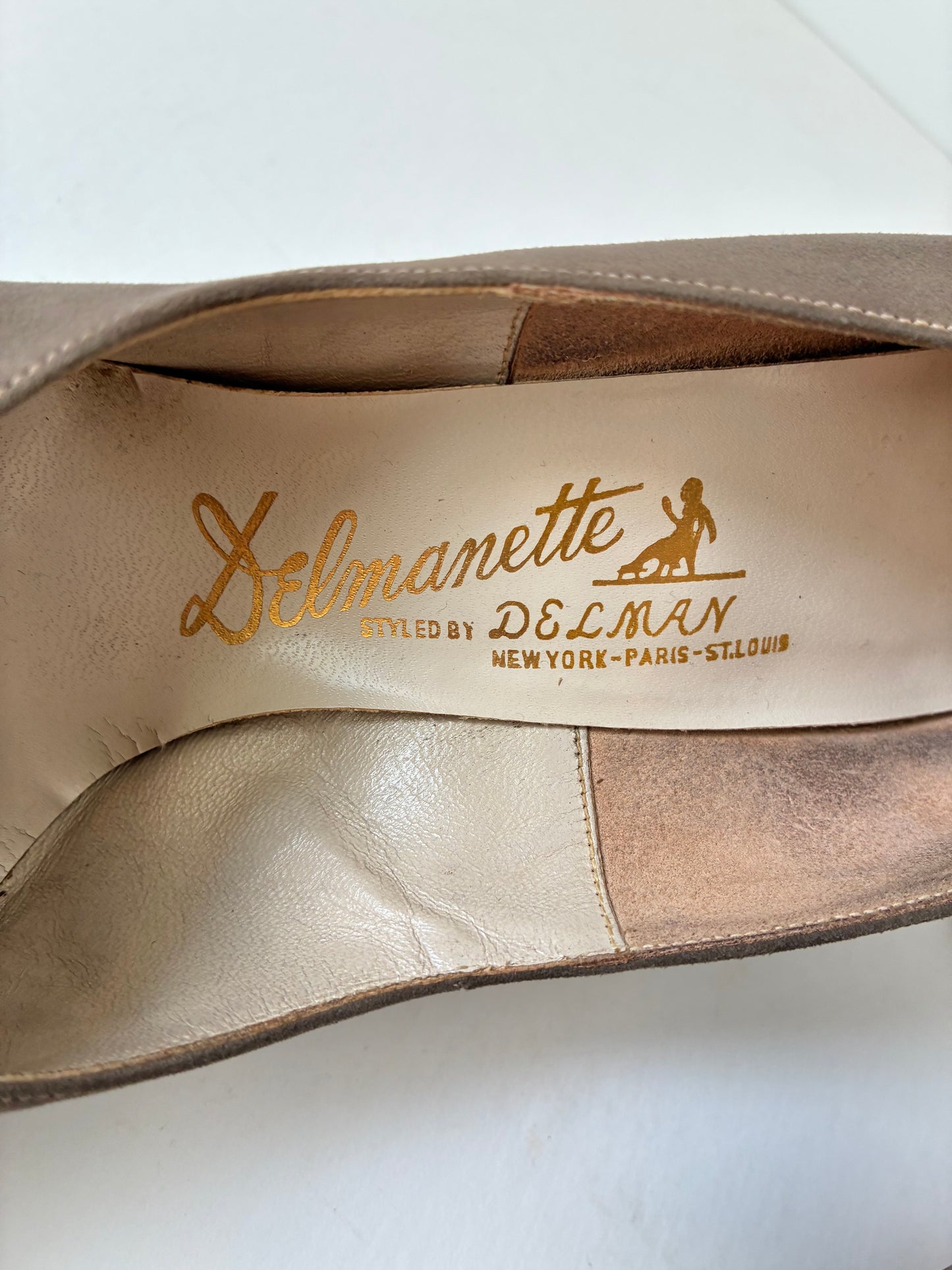 1950’s Delmanette Floral Embroidered Suede Pumps, Size: 7 1/2 N (With Box)