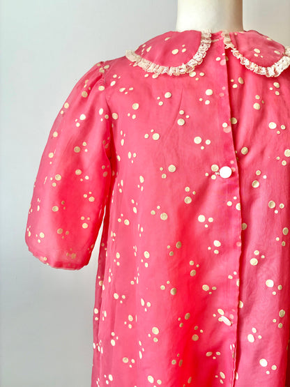 1960’s Princess Pat Polka Dot Lined Organza Brunch Coat, Size: 14