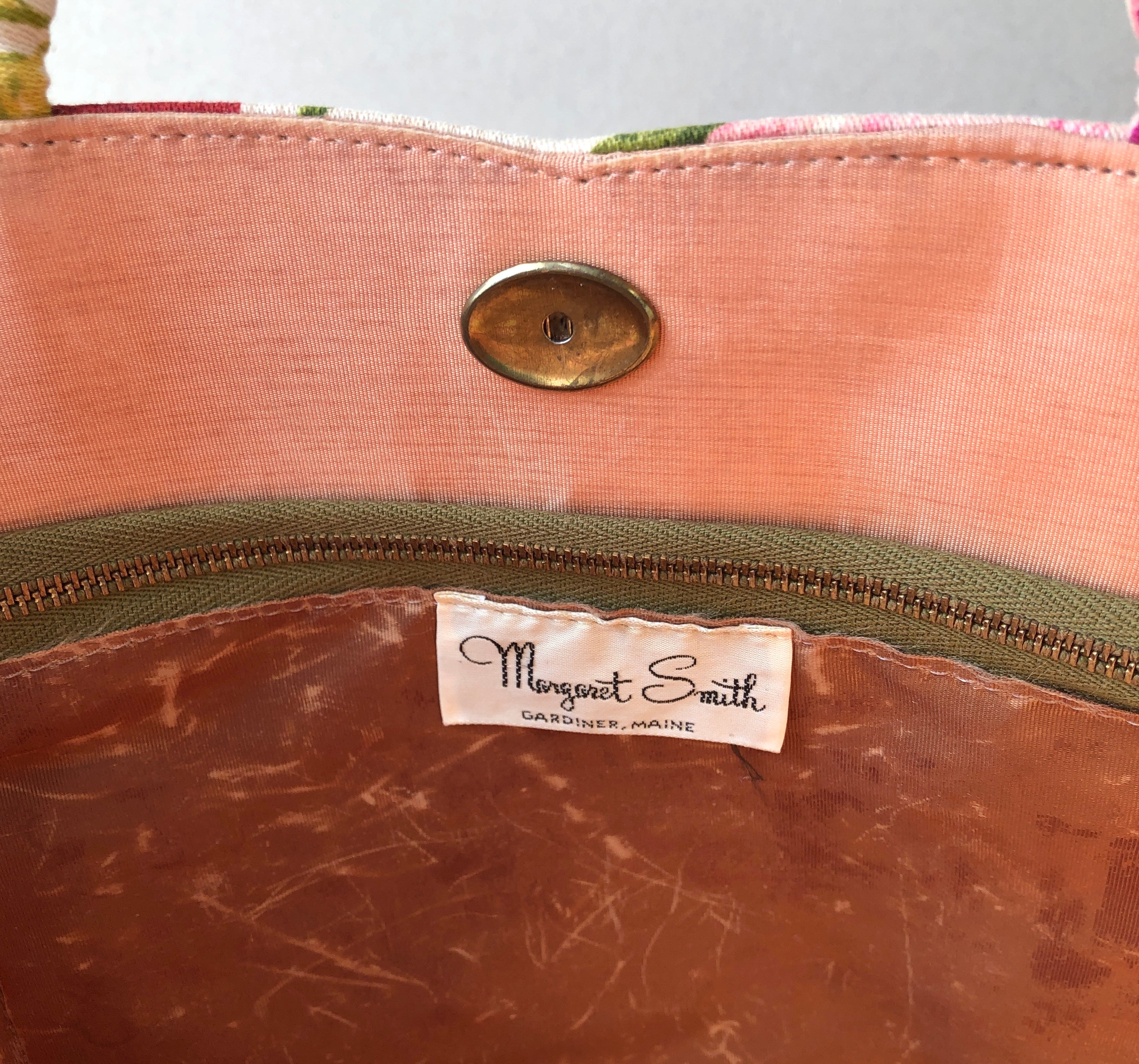 Vintage 1950/60’s Margaret Smith Poppy Floral Print Tote Handbag