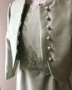 1960’s Parnes Feinstein 2PC Silk and Lace Dress and Jacket, Size 8/10