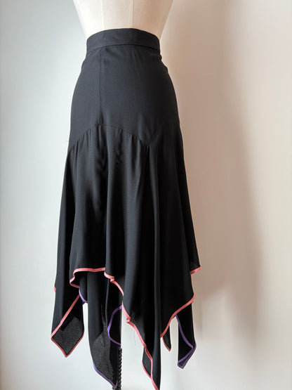 1970’s Just Gordon Trimmed Handkerchief Hem Skirt, Size: 2