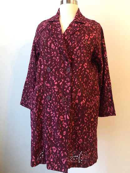 Pre-Owned 2PC Johnny Was Zaragoza Eyelet Embroidered Dress and Double Breasted Coat Set, Size XL