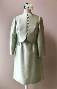 1960’s Parnes Feinstein 2PC Silk and Lace Dress and Jacket, Size 8/10