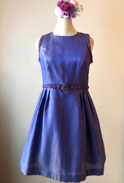 Hand Made Lined Organza  and Beaded Fit-n-Flare Dress, Size 12
