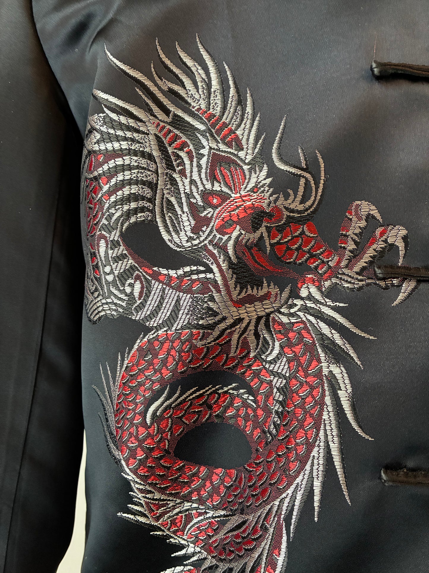 Jim Hon Chinese Dragon Tang Jacket, Size: M/L, Satin