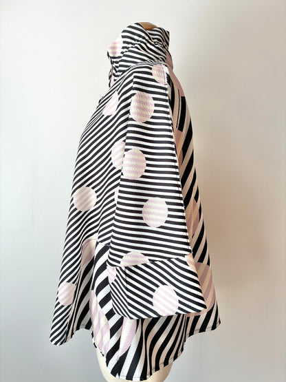 Damee Stripe Dot Button Jacket, Material: 100% Polyester, Size: Large