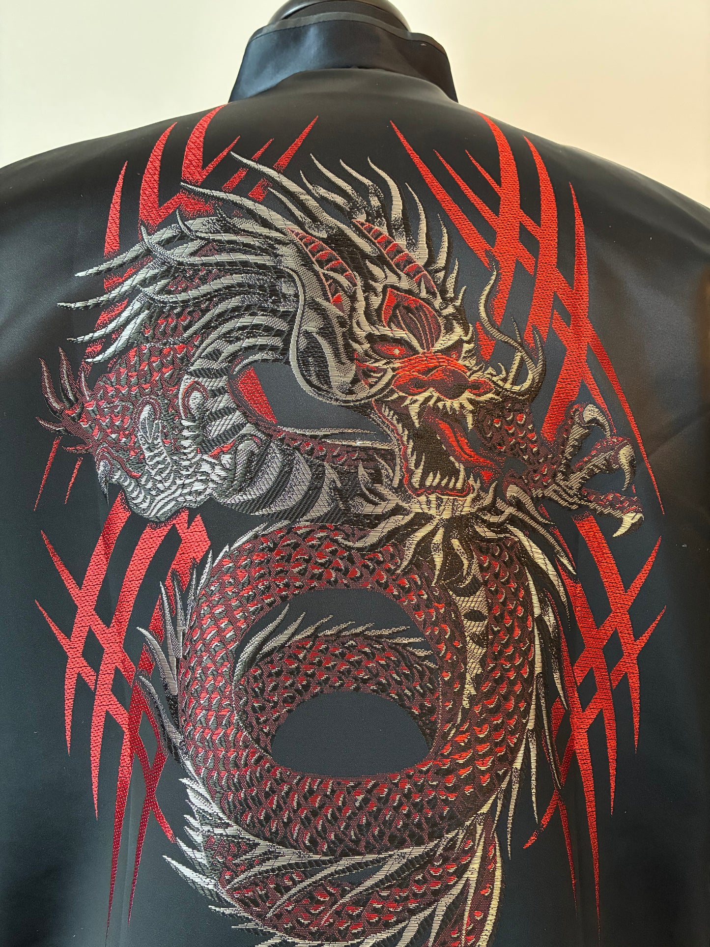 Jim Hon Chinese Dragon Tang Jacket, Size: M/L, Satin