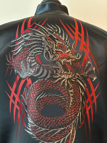 Jim Hon Chinese Dragon Tang Jacket, Size: M/L, Satin