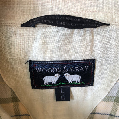 Woods & Gray Plaid Linen/Cotton Blend Shirt, Size Men’s Large