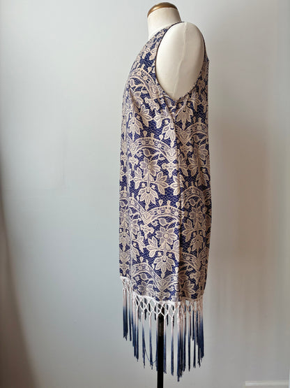Moon Lace Print Ombré Tassel Sheath Dress, 100% Polyester, Size: Large