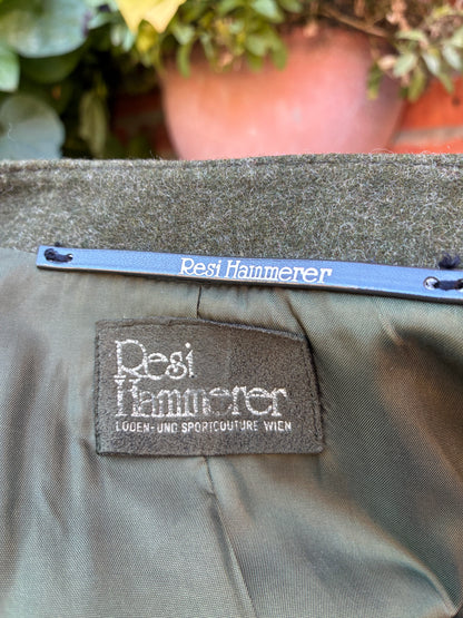 70’s/80’s Resi Hammerer 2 PC New Wool Loden Skirt and Jacket Set, Size X-Small