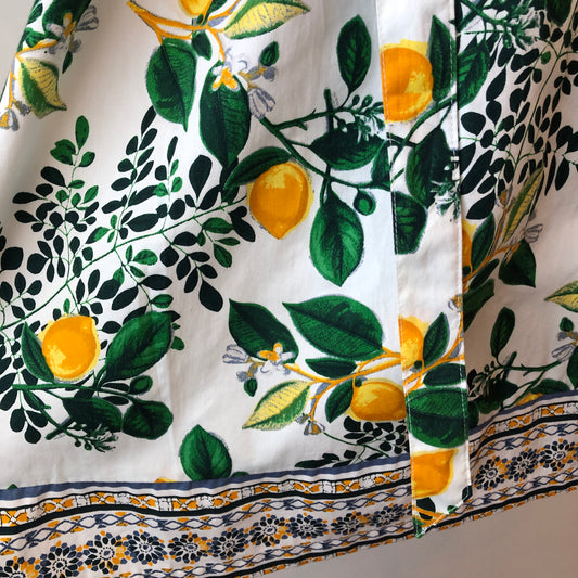 Roz & Ali 100% Cotton Lemon Print Fit-n-Flare Belted Sundress, Size 4/6