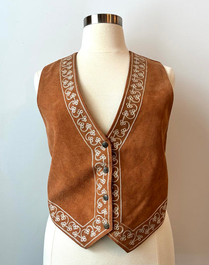 1980’s Agapo Collection Suede Genuine Leather Vest, Size: Medium/Large