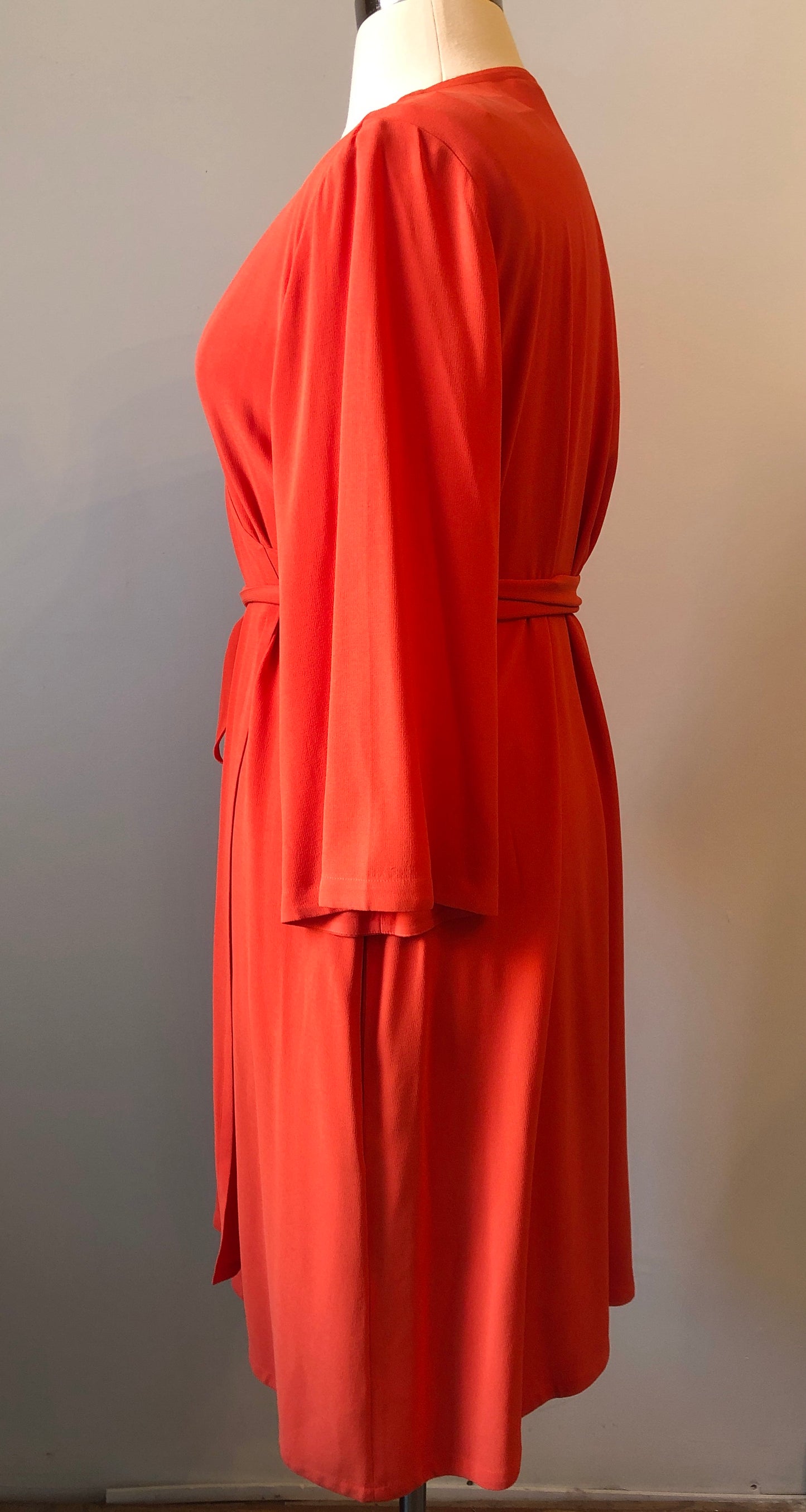 Pre-Owned NWT Eileen Fisher Silk Crepe Georgette Wrap Dress, Size Large