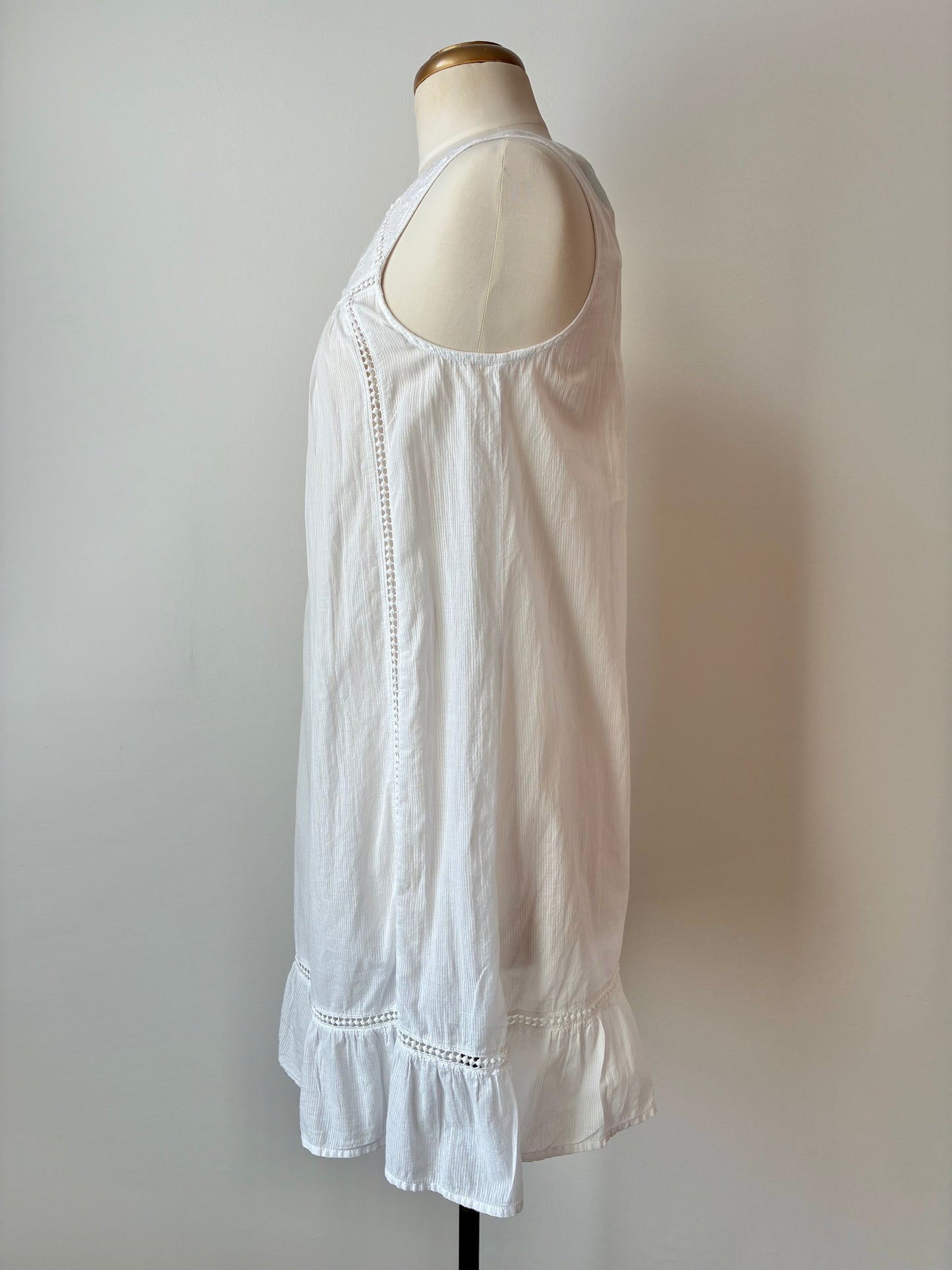 Artisan NY White Babydoll Sleep-dress, 100% Cotton, Size Medium
