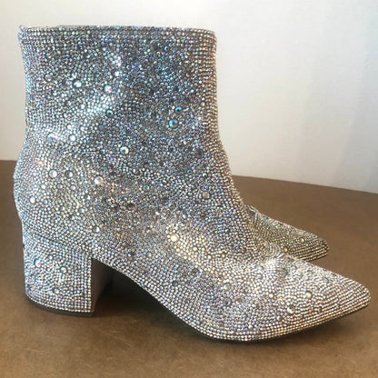 Pre-Owned Betsey Johnson Rhinestone Kyla Ankle Boots, Size 8 M