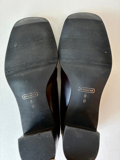1990’s Pre-Owned Coach Dark Brown Leather Women’s Loafers, Size: 8B (With Box)