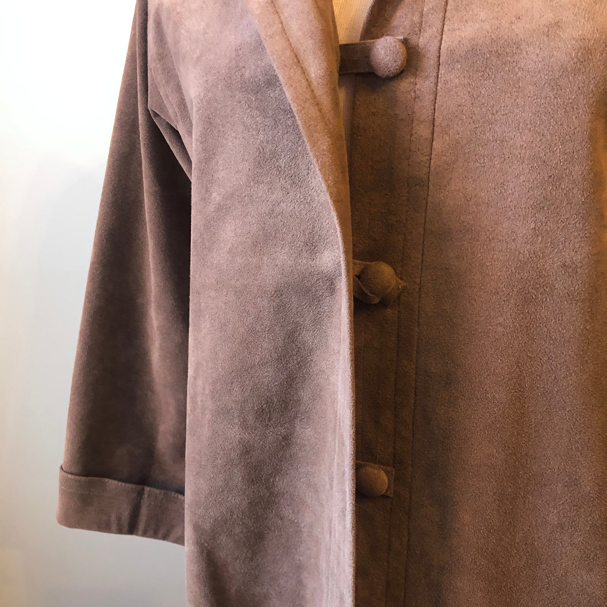 1970’s Hannelore Cocoa Brown Faux Suede Trench Coat, Size 12
