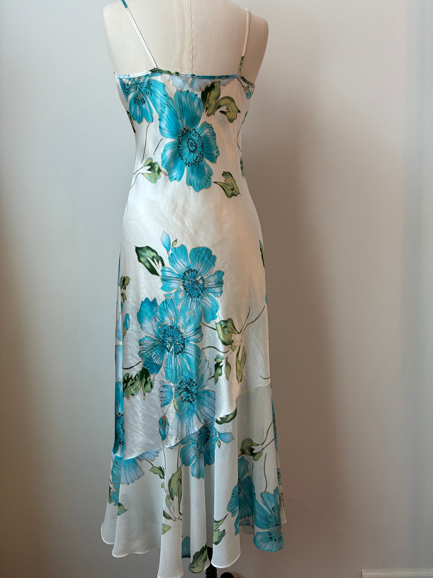 Satin Floral Slip Dress/ Nightgown, Size: Medium
