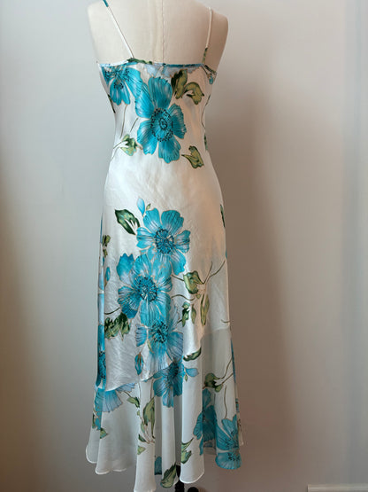 Satin Floral Slip Dress/ Nightgown, Size: Medium