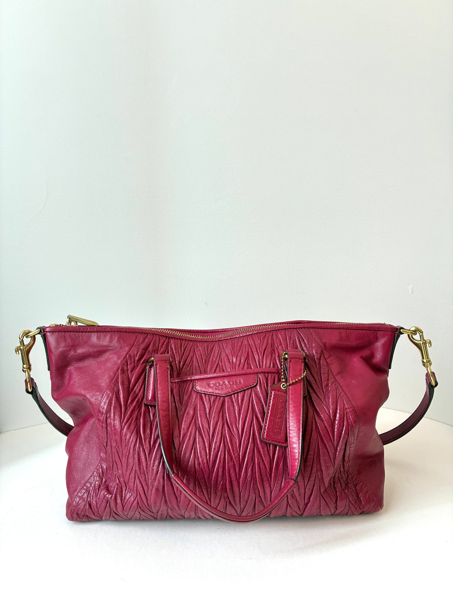 Pre-Owned Berry Coach Madison Gathered Leather Satchel