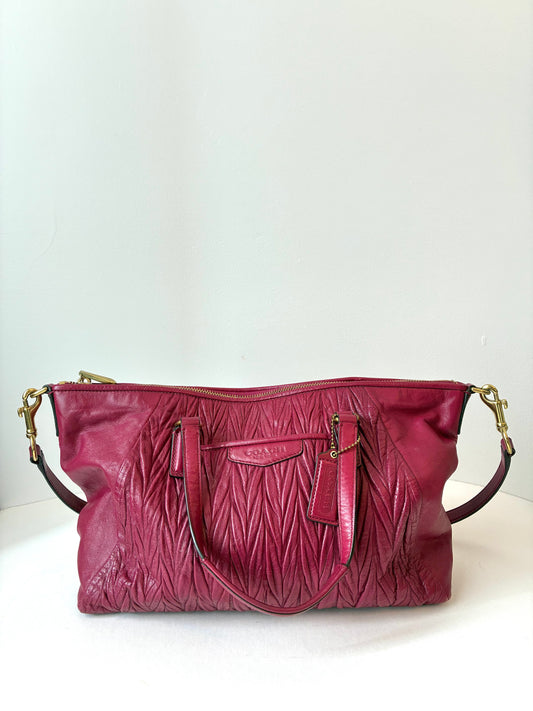 Pre-Owned Berry Coach Madison Gathered Leather Satchel
