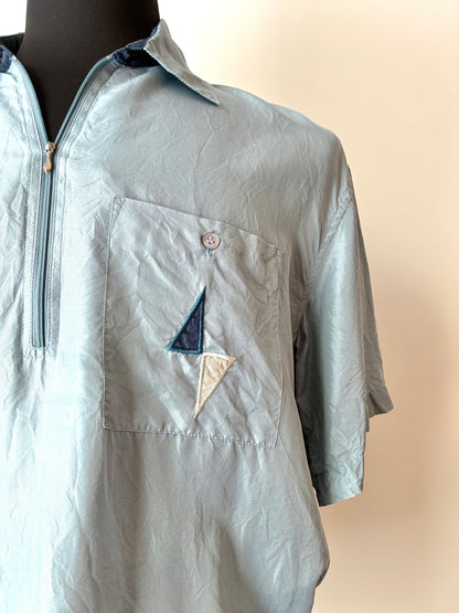 80’s Personal Choice Silk Banded Shirt, Size: Medium
