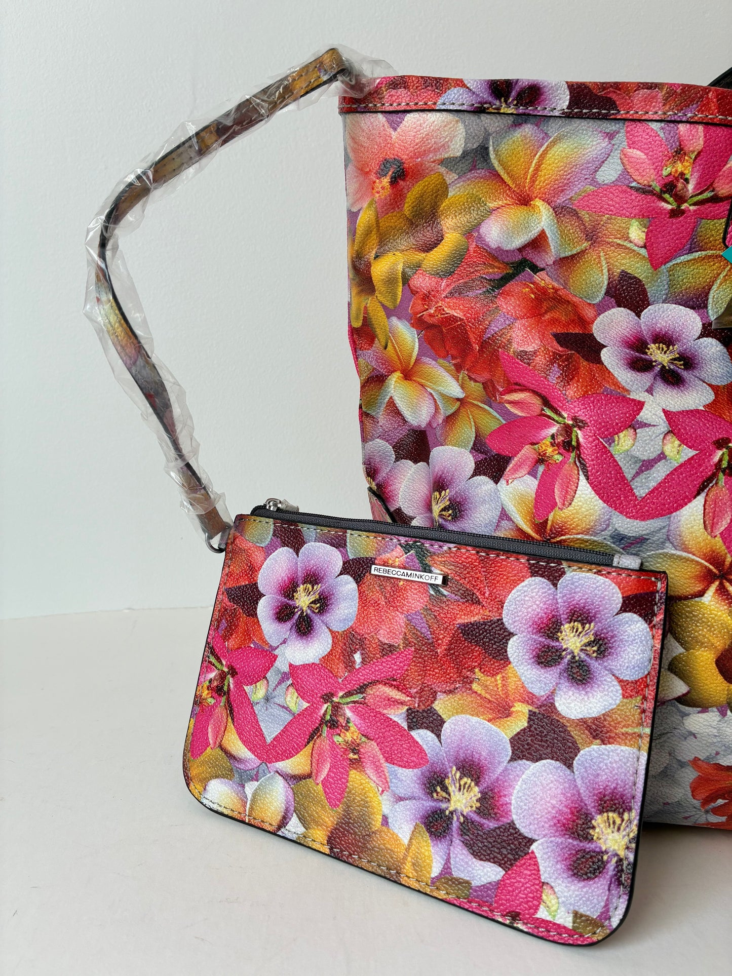 New Rebecca Minkoff 2 Piece Everywhere Floral Tote, Material: Textured PVC