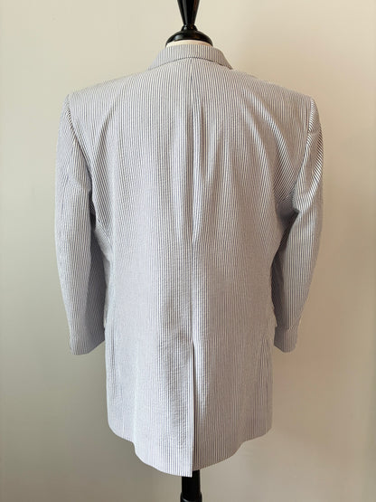 Pre-Owned Jos. A. Banks Light Blue Seersucker Striped Blazer, Size Medium