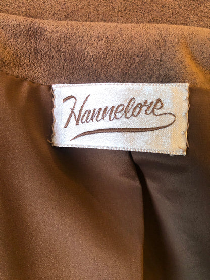 1970’s Hannelore Cocoa Brown Faux Suede Trench Coat, Size 12