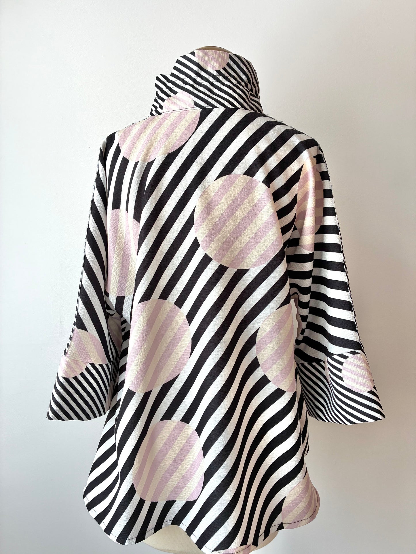 Damee Stripe Dot Button Jacket, Material: 100% Polyester, Size: Large