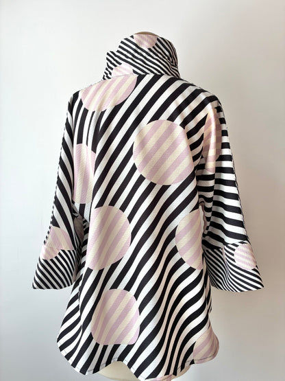 Damee Stripe Dot Button Jacket, Material: 100% Polyester, Size: Large
