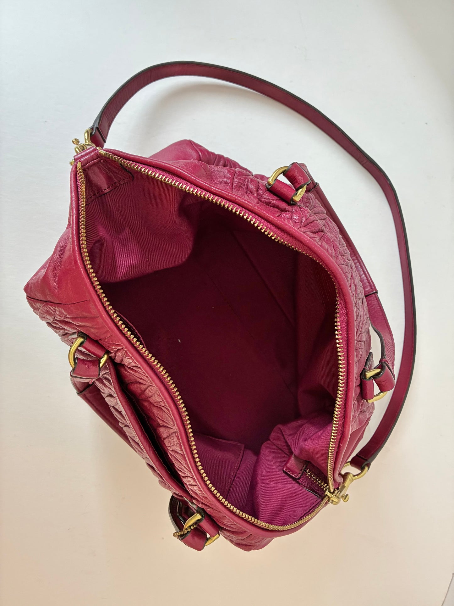 Pre-Owned Berry Coach Madison Gathered Leather Satchel
